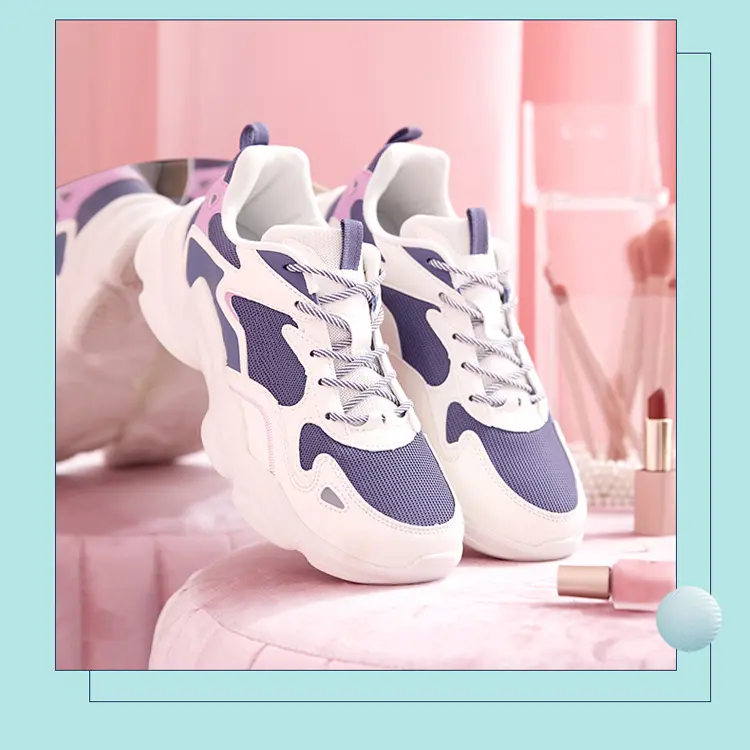 Custom Comfortable Zapatos Deportivos Pink Lovely Styles Sneaker Sports Platform Shoes for Women